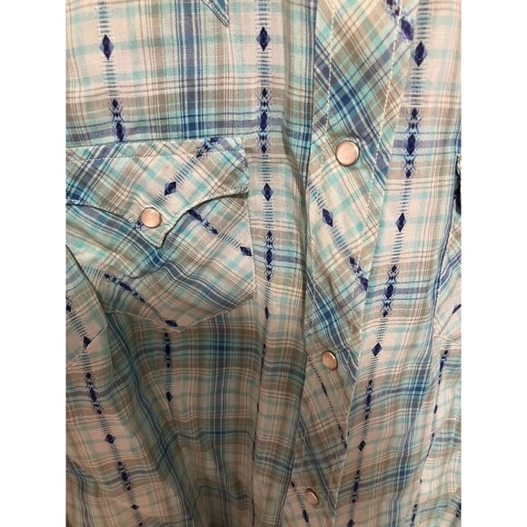 Vintage Western Wear Women's Snap Button Down Shirt, Blue Multi, Size 36 - Picture 5 of 6